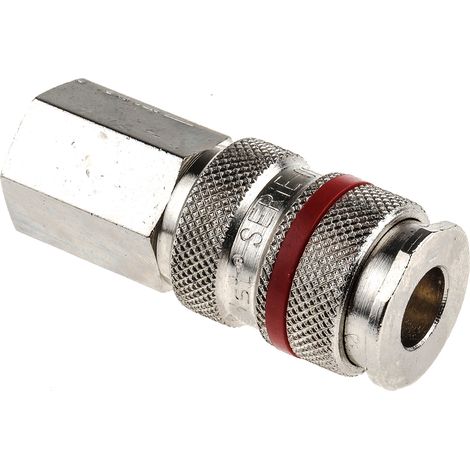 Raccord rapide pneumatique RS PRO, Filetage vers Femelle G 3/8 Femelle 3/8pouces PLC 60, Rectus 19 en Laiton ( Prix pour 1 ) (1/2)