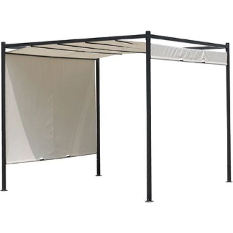 gazebo da esterno "ravi" in acciaio e poliestere colore beige, 300x300x230 cm