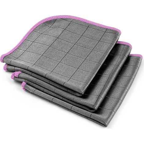 3 chiffons de nettoyage en microfibre, 30 x 30 cm, 400 g/m², non pelucheux, sans traces, pour vitres, miroirs, pare-brise, acier inoxydable (1/5)