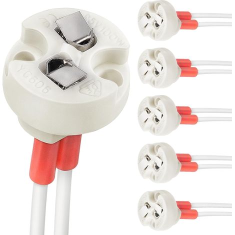 Bi-Pin-Sockel, G4, GU5.3, G6.35, GY6.35, GX5.3 MR16, GZ4 MR11, Halogen-Glühlampenfassung, Keramikkörper-Lampenfassung (6 Stück) (1/5)