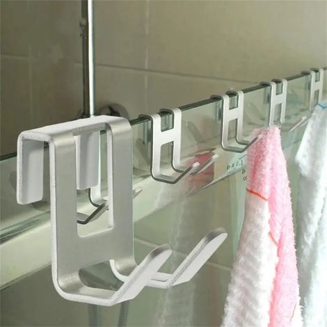 H forme crochet espace aluminium support suspendu cuisine chiffon support de rangement douche serviette sac vaisselle organiser crochet salle de bain matériel 1pc H crochet