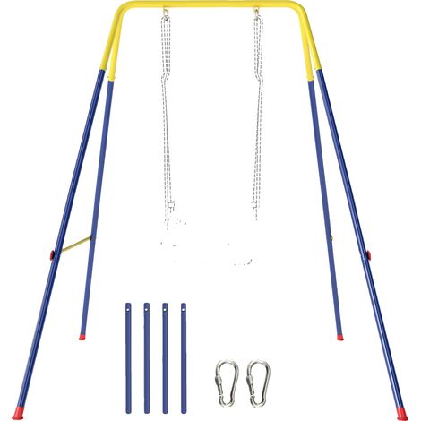 Cadre de balançoire pour enfants, construction en métal, supporte une utilisation intérieure et extérieure, Bleu (1/2)