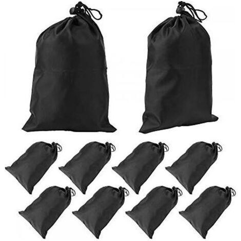 Sac à cordon noir 10 pièces Sac de transport portable en polyester imperméable avec cordon de serrage Sac de rangement anti-poussière avec cordon de serrage Sac de rangement (1/4)