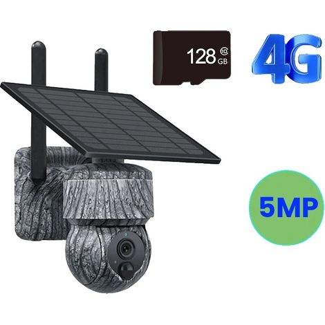 Cámara de vigilancia, calidad de imagen HD de 5 MP, cámara de caza con energía solar para pesca, cámara EU 4G de 5 MP con tarjeta GB (1/2)