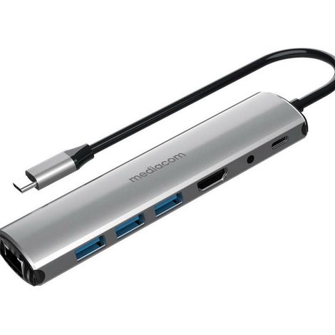 Mediacom MD-C313 replicatore di porte e docking station per laptop USB 3.2 Gen 1 (3.1 Gen 1) Type-C Alluminio
