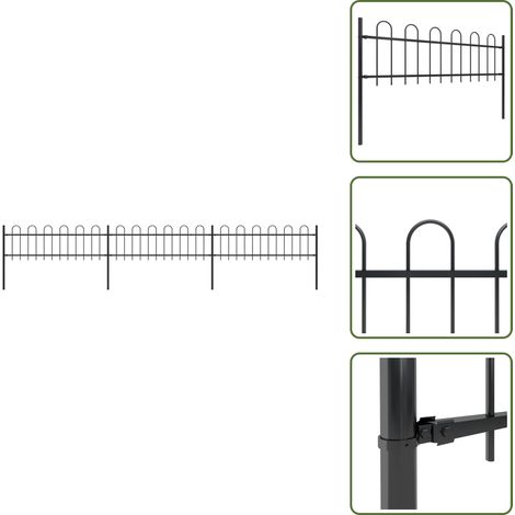 Recinzione per giardino - vidaXL Recinzione da Giardino con Parte Superiore ad Anello in Acciaio 537x60 cm Nero - Recinzione per casa