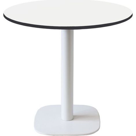 Table ronde Ø 70 cm - modèle Round pied blanc blanc chants noir (1/4)