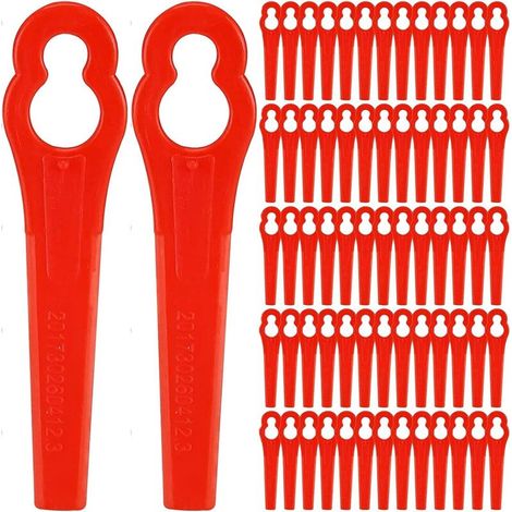 Lames de rechange en plastique pour tondeuse à gazon, 100 pièces, accessoires pour tondeuse à gazon, rouge (1/5)