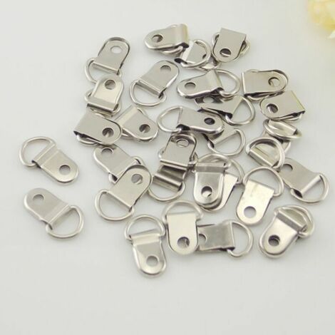 100 Pièces Crochet pour Cadre Photo, Argent D Anneaux Crochet Tableau Kit de Suspension de Photo avec Vis Fixations pour Cadres Photo Miroirs Oeuvres d'Art,Fonepro (1/5)