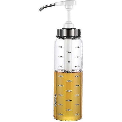 Saucen- und Sirupspenderflasche aus Glas, Olivenölspender mit Weithals-Pumpenkopf, Küchenausstattung-300ML-White (1/5)