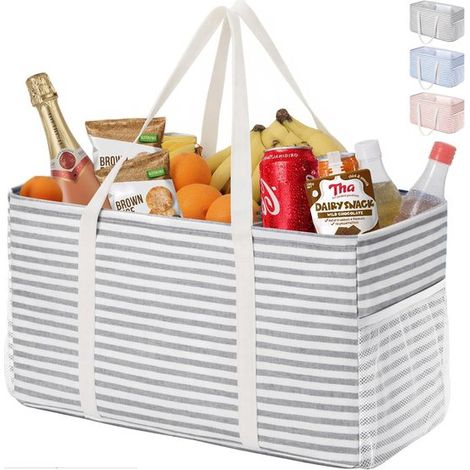 Bolsa de compras extragrande, reutilizable, con armazón y asas de alambre metálico. (1/2)