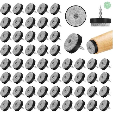 60pcs patins en feutre à clouer pour meubles avec vis - patins de chaise à clouer de 25 mm - patins ronds antidérapants - pour la protection des pieds (1/3)