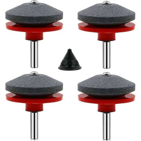 4 Pièces Affuteur Lame Tondeuse Gazon Universel Aiguiseur de Tondeuse Accessoires pour Tondeuses avec 1Pcs Kit D'équilibrage de Lame,50 x 47mm (1/4)