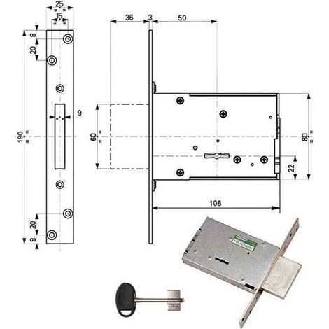 Serrure à insérer en fer Ka 40704 Mottura
