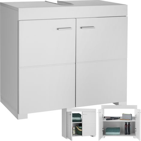 Meuble sous-lavabo 2 compartiments avec portes battantes blanc (1/5)