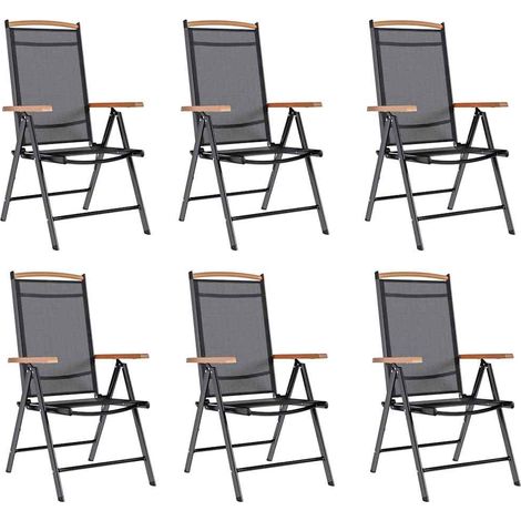 Maison Exclusive - Klappstühle, 6 Stück, Textilene, Schwarz (1/5)