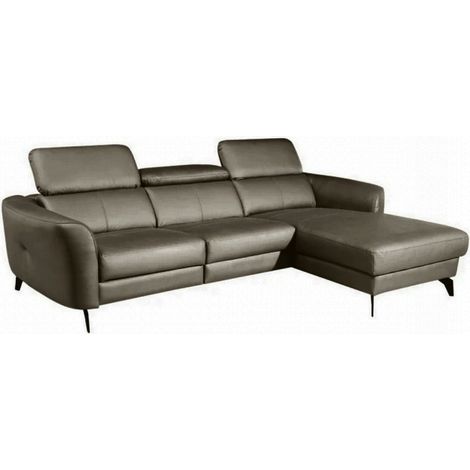 Canapé d'angle en cuir de luxe italien , 5 places BERTI, taupe, angle droit