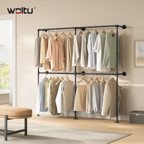 WOLTU Asta Appendiabiti da muro con 4 Barre in Metallo Nero