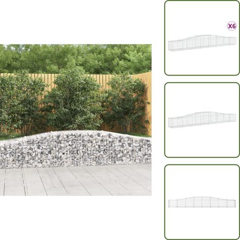 Paniers à gabions arqués 6 pcs 400x50x40/60 cm Fer galvanisé - Panier Gabion - Gabion - Clôture Gabion - Décoration Jardin - Mur Gabion (1/5)