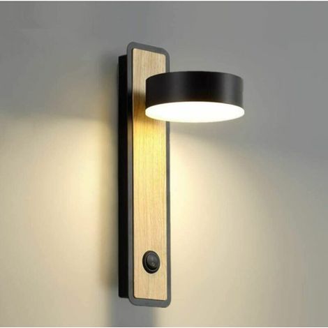 360° 2W Wall Sconce Indoor LED Rotatable Dimmable Modern Wall Lamp Wall Light Tricolor Lighting for Bedroom Study Bed Hallway Living Room Hotel (Black) (1/5)