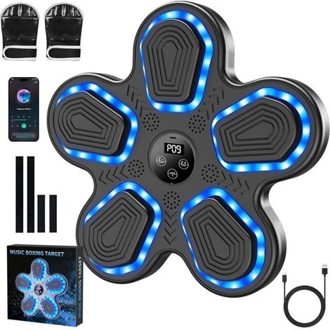 Music Boxing Machine de boxe musicale LED avec Bluetooth et gants de boxe, 9 vitesses et modes d'entraînement (1/5)