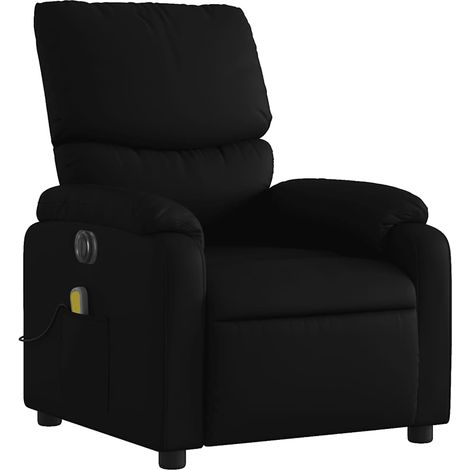 Poltrona relax TV reclinabile elettrica funzione massaggio 6 punti massaggio in PVC nero DEC027215