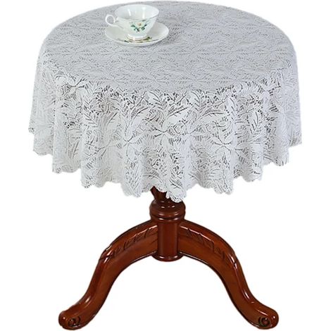 Nappe ronde en dentelle blanche, élégante décoration de table pour bureau ou maison, motif feuille d'érable, diamètre 1