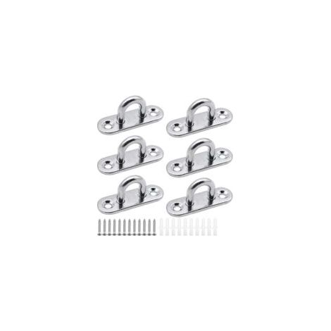 6 pièces plaques à œillets plaque de couverture en acier inoxydable plaque de mât de 5mm Crochets de fixation robustes pour crochets muraux chaises suspendues auvent accessoires de bateau etc-