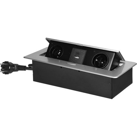 Orno OR-GM-9035 G enchufe plateado con USB-A y USB-C