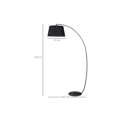 Lampadaire arqué noir en métal avec abat-jour en lin et design moderne pour salon chambre et bureau (1/5)