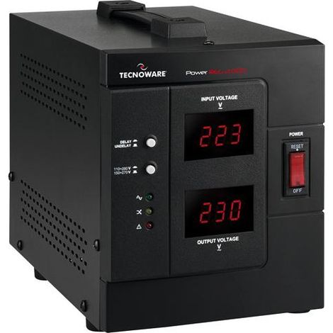 Tecnoware Power Reg 2000VA regulador de voltaje 2 salidas AC 230 V Negro