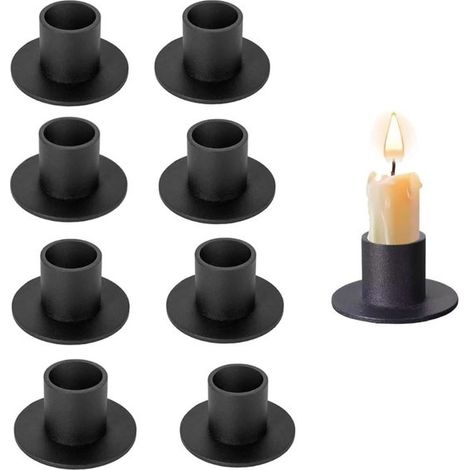 Juego de 8 piezas: candelabros cónicos de hierro forjado negro mate, adornos para bodas, aniversarios y inauguraciones de casas. Candelabros para hombres y mujeres. (1/3)
