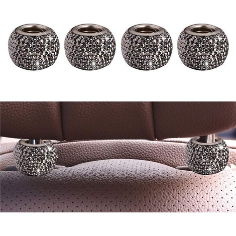 4 Colliers de réparation de voiture Pack ， Colliers de repos de tête de voiture DÉCORS BLING CRISTAL Diamond (noir brillant) (1/5)
