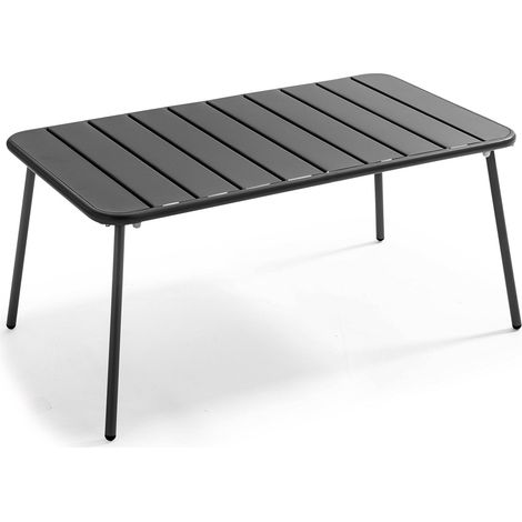 Table basse de jardin acier gris anthracite 90 x 50 cm - Palavas