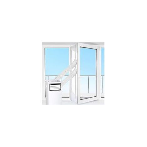 Kit Calfeutrage Climatiseur Mobile Porte Fenetre 500cm, pour Climatiseurs, Sèche-linge et Déshumidificateurs Tuyau évacuation Calfeutrage Fermeture éclair, Facile a Installer (1/5)