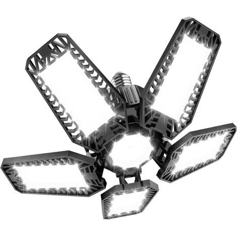 Éclairage LED Garage 160W 1 Pièce, E27 Eclairage Atelier Déformable à 5+1 Panneau Ajustables Lampe Garage 16000LM Plafonnier LED pour Garage, Sous sol, Cuisine, Atelier, Bureau, Magasin (1/5)