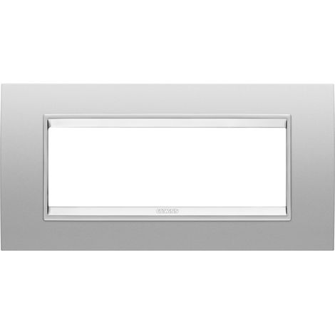 PLAQUE LUX RECT. 6P MÉTAL GRIS GEWISS GW16206XR