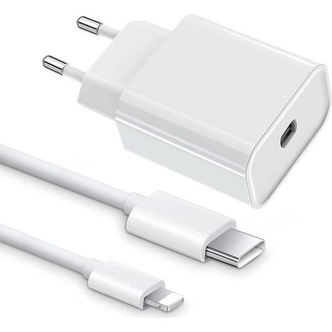 Chargeur PD Rapide 20W + Cable Lightning vers USB C 1M Pour iPhone 12 / 12 Pro / 12 mini / 12 Pro Max / 11 / XR/ X / SE 2020 / 8 (1/4)
