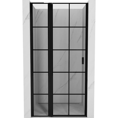 Mexen Mist L Duschwand schwenkbar links 110 cm, schwarzes Gitter, schwarz - 8A4L-110-000-70-77-L (1/5)