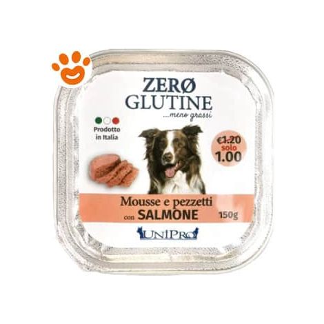 Unipro Dog Adult Zero Glutine Salmone - Vaschetta 150 Gr -
