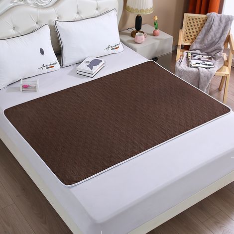 Matelas anti-incontinence antidérapant intégré 4 couches (120 x 150 cm, marron foncé) – Lavable, étanche – Protège-matelas imperméable pour les personnes âgées, les patients et pendant les menstruatio (1/4)