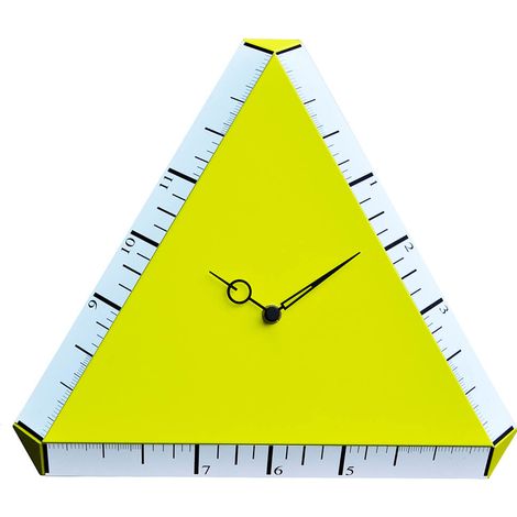 Orologio da Parete Triangolare 38X38Cm Pirondini Italia Pitagora Giallo Zolfo