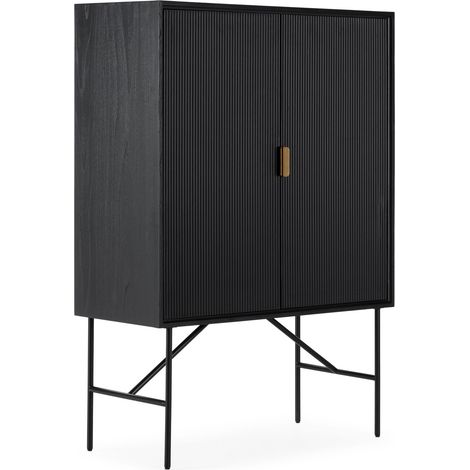 Armario 106X45X150 Madera Negro/Metal Negro/Dorado (1/5)