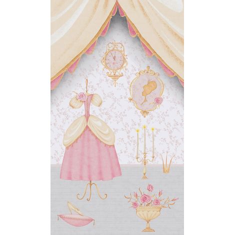 Papier peint intissé Vintage Crème, Rose, Rose - 8,80 x 0,53 m (1/3)