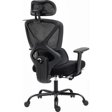 Sedia da Ufficio Ergonomica e Traspirante con Supporto Lombare Dinamico e Poggiapiedi, 73x75x120-128 cm, Nero