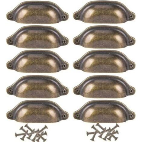 10 Pcs Retro Shell Handles, Vintage Furniture Handles for Cabinets, Wardrobes, Chests, Drawers (1/4)