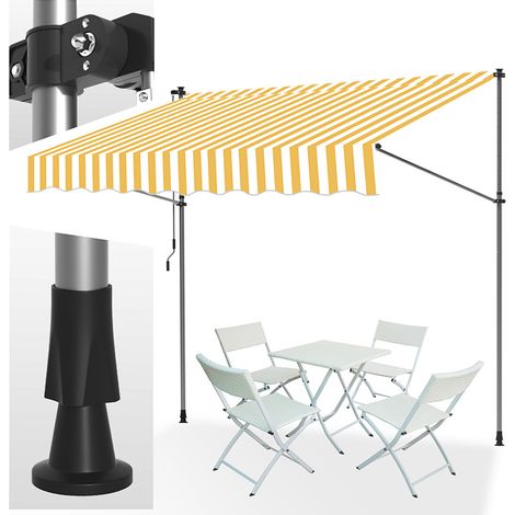 TolleTour Tenda da balcone gialla e bianca, 250x120 cm, regolabile, protezione UV, per esterni