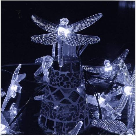 Guirlande lumineuse solaire 30 LED en forme de libellule, étanche, pour décoration féérique intérieure/extérieure, p (1/5)