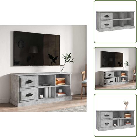 Mobile con cassetti - vidaXL Mobile TV Grigio Cemento 102x35,5x47,5 cm in Legno Multistrato - Mobile con scomparti