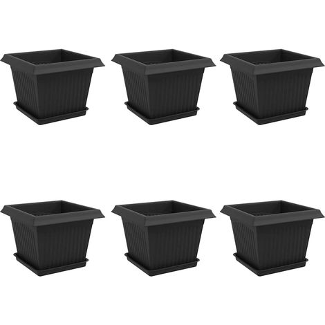 Maison Exclusive - Vasi per Piante 6 pcs Nero 23 x 23 x 17,5 cm Plastica